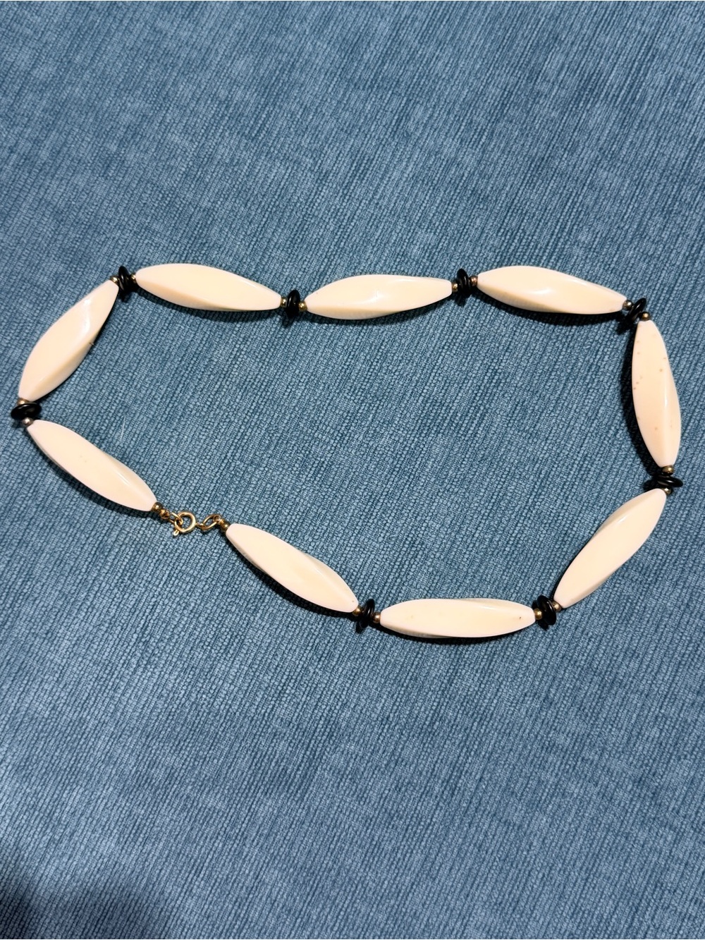 Cream Marquise Bead Necklace - Brand Unspecified